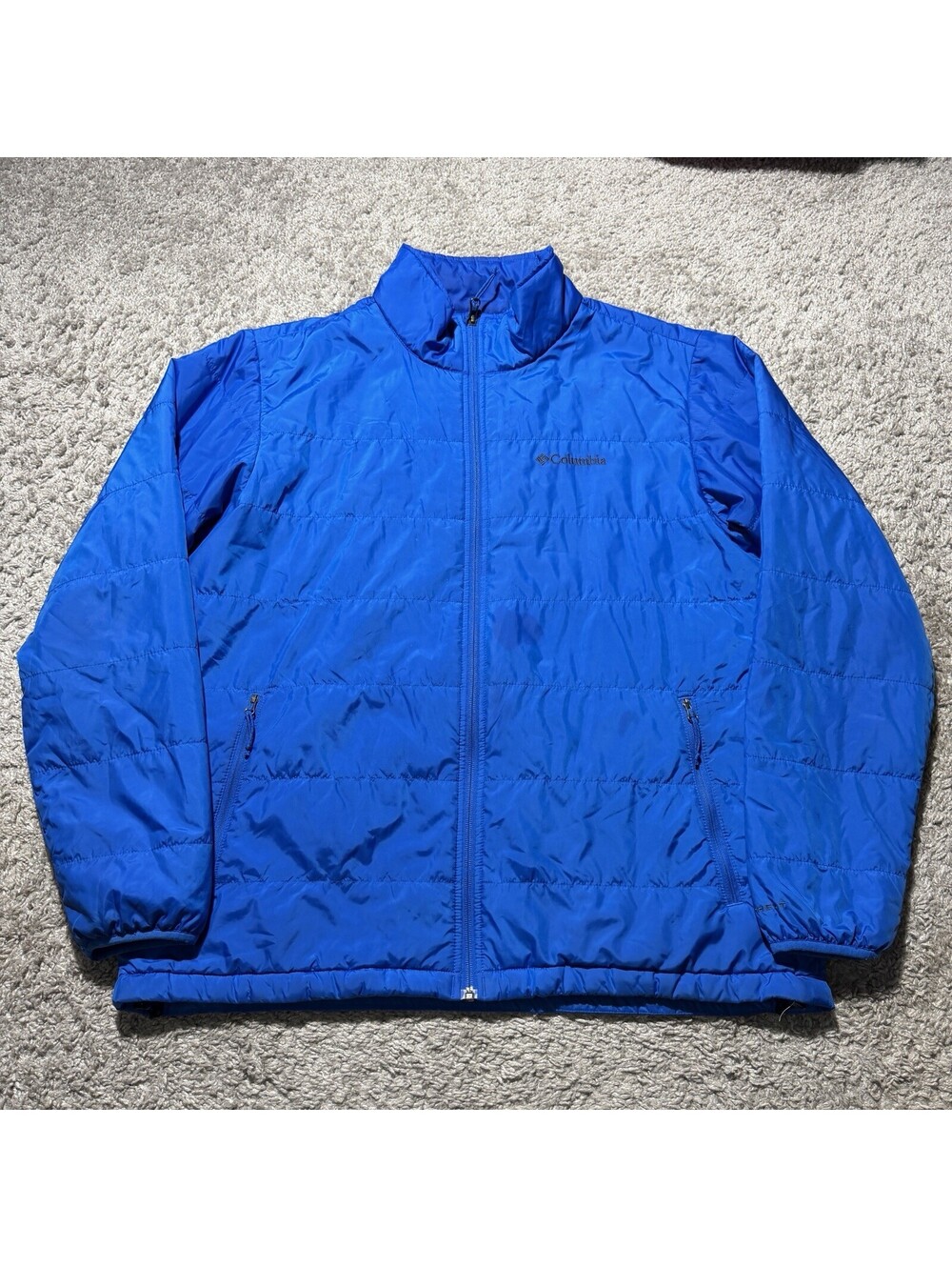 Columbia Jacket Mens Large Blue Insulated Omni-Heat Light Pack Quilted Puffer